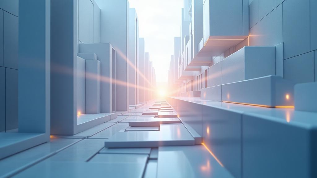 Illustration abstraite de la stratégie et de l'innovation, évoquant un plan d'affaires complexe et des idées